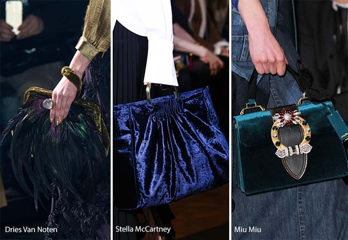 Túi xách chất liệu velvet của 3 hãng thời trang Dries Van Noten, Stella McCartney và Miu Miu.