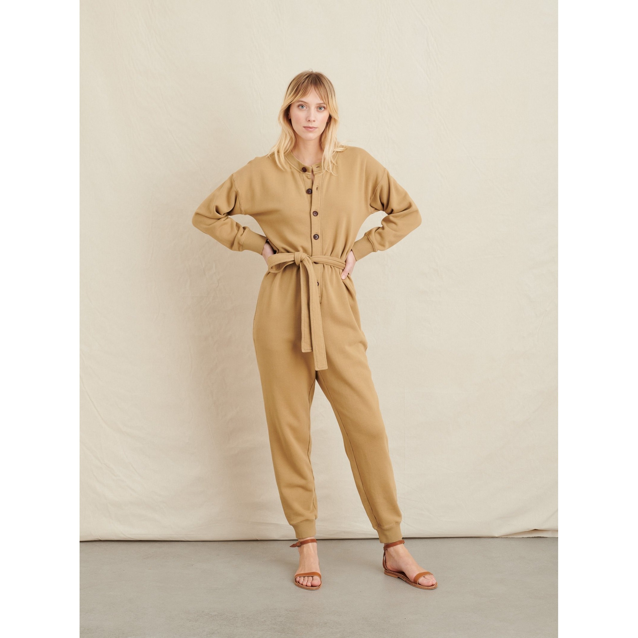 Alex Mill French Terry Jumpsuit: Vintage Khaki Womens Dresses and Jumpsuits at The Stockist